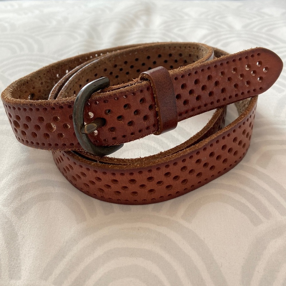 Genuine Leather Brown Perforated Belt